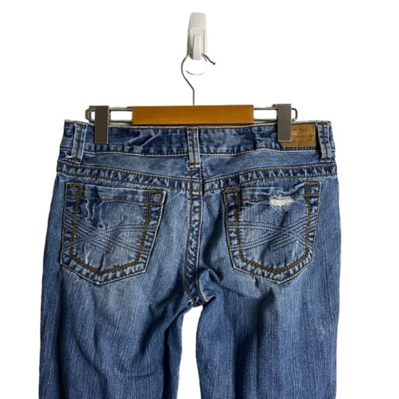Aeropostale Women's Hailey Medium Indigo Distressed Bootcut Denim Jeans - Picture 5 of 7